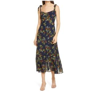 Reformation Nikita Navy Blue Floral Dress Size 8